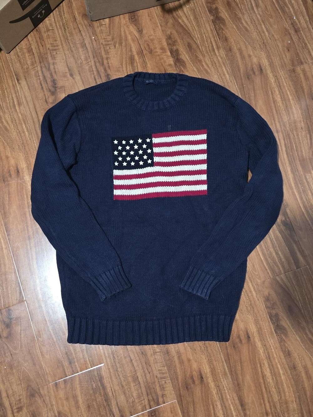 Brandy Melville John Galt American Flag Knit Sweater Navy Blue